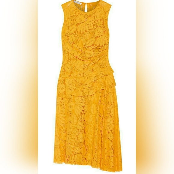 $3,800 NEW OSCAR DE LA RENTA YELLOW FLORAL GUIPURE LACE DRESS GOWN US 6 - Picture 4 of 15